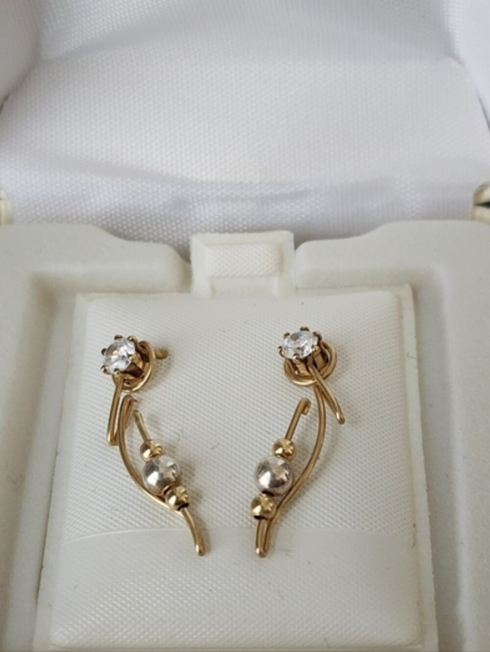 Gold and Silver Classic Earrings with Sparkling Accents